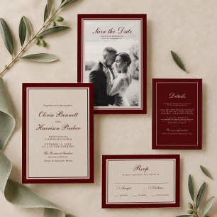 Invitación de boda clásica de Burdeos de dinero an
