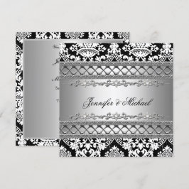 Invitación de boda clásica de Damasco para la fies