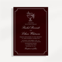 Invitación de boda clásica de doble marco de vino