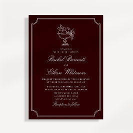 Invitación de boda clásica de doble marco de vino 