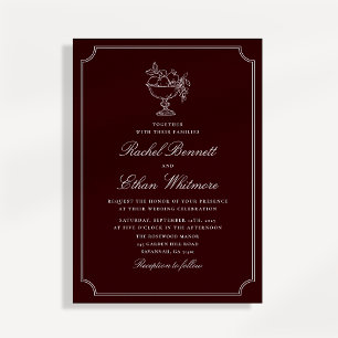 Invitación de boda clásica de doble marco de vino 