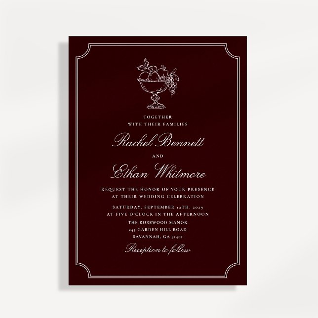 Invitación de boda clásica de doble marco de vino  (Subido por el creador)