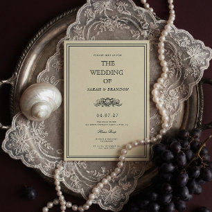 Invitación de boda clásica de libro antiguo