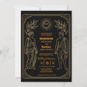 Invitación de Boda Clásica de Oro Elegancia Romana
