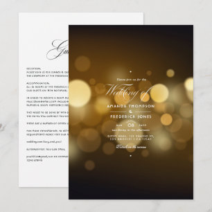 Invitación de boda clásica elegante con bokeh
