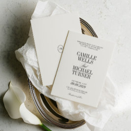 Invitación de boda clásica elegante con monograma
