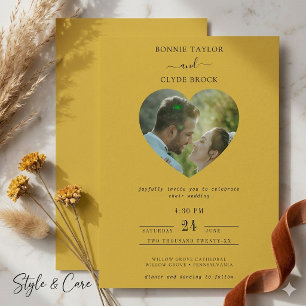Invitación de boda clásica elegante de oro metálic