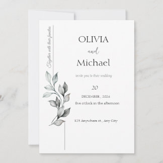 Invitación de boda clásica en blanco y negro con f