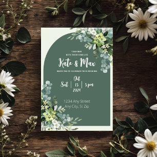 Invitación de boda clásica floral de menta