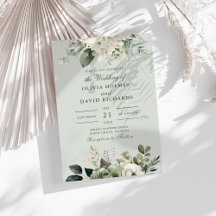 Invitación de Boda Clásica Floral Verde Menta Suav