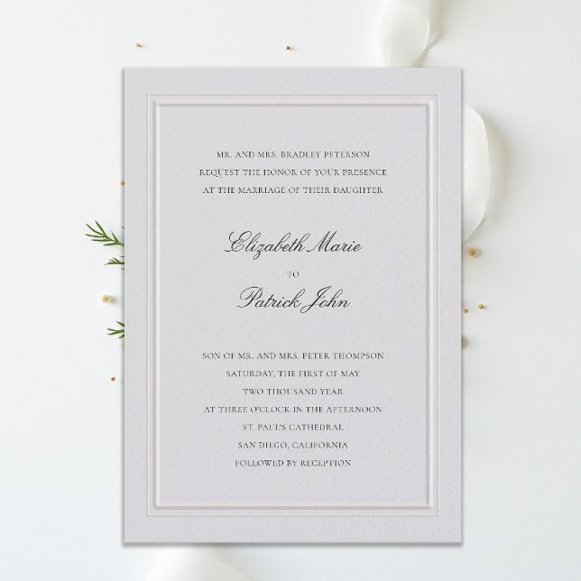 Invitación de Boda Clásica Moderna Formal Elevada  (modern classic wedding invitation double frame elevated ivory formal traditional calligraphy stately)