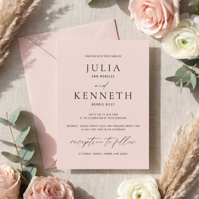 Invitación de boda clásica tradicional de color ro (Subido por el creador)