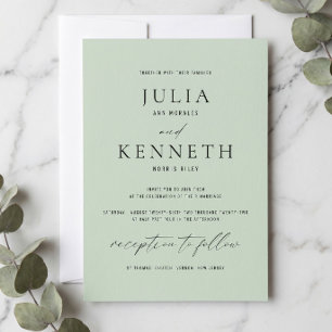 Invitación de boda clásica tradicional verde salvi