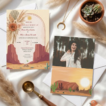 Invitación de boda clásica viral boho desierto de