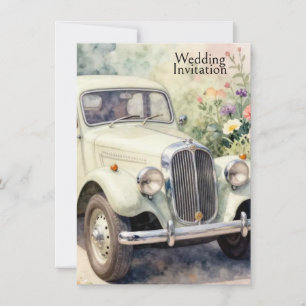 Invitación de boda Coche de boda elegante