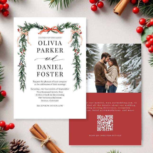 Invitación de Boda Código QR Foto de Navidad con L (Subido por el creador)