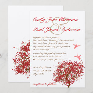 Invitación de boda Colibrí del Árbol Rojo