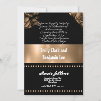invitación de boda color dorado floral