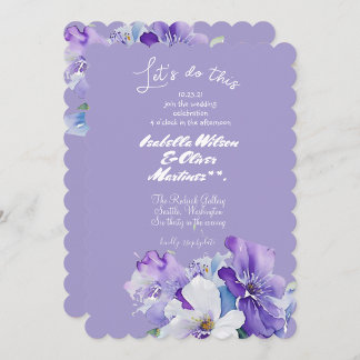 invitación de boda color lavanda floral