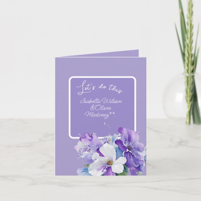 invitación de boda color lavanda floral (Anverso)