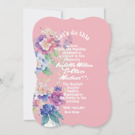 invitación de boda color rosa floral