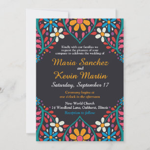 Invitación de boda colorida en la frontera español