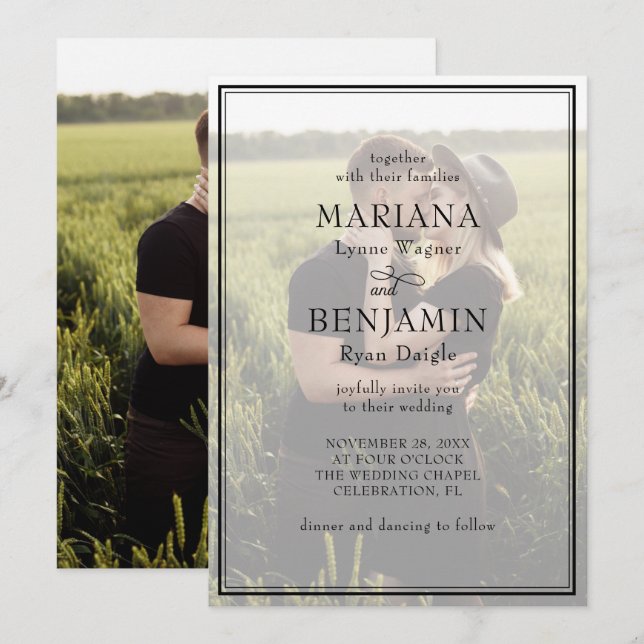 Invitación de boda con 2 fotos modernas (Anverso / Reverso)
