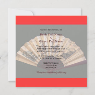 invitación de boda con abanico de seda y bambú chi