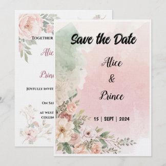 invitación de boda con acuarela