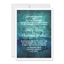 Invitación de boda con acuarela azul marino verde