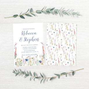 Invitación de boda con acuarela bonita de flores s