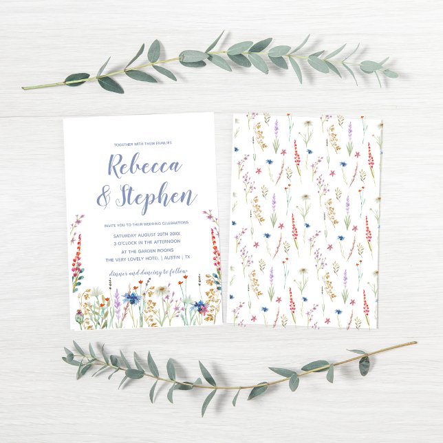 Invitación de boda con acuarela bonita de flores s (Subido por el creador)