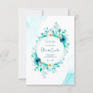 invitación de boda con acuarela con marco floral