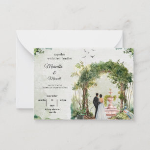 Invitación de boda con acuarela de arco de jardín