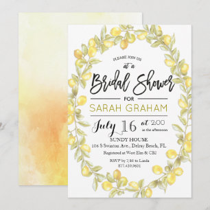 Invitación de boda con acuarela de corona de limón