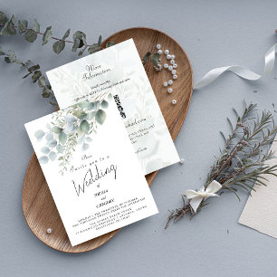 Invitación de boda con acuarela de eucalipto moder