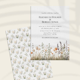 Invitación de Boda con Acuarela de Flor Silvestre 
