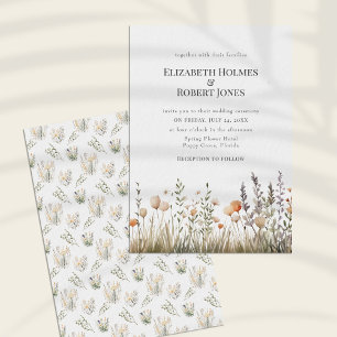 Invitación de Boda con Acuarela de Flor Silvestre 