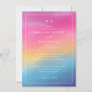 Invitación de Boda con Acuarela de Gradiente Alegr