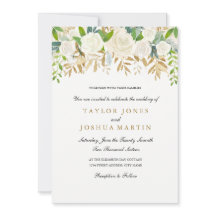Invitación de boda con acuarela de hoja floral dor