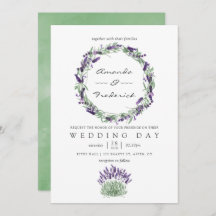Invitación de boda con acuarela de lavanda