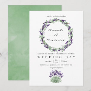 Invitación de boda con acuarela de lavanda