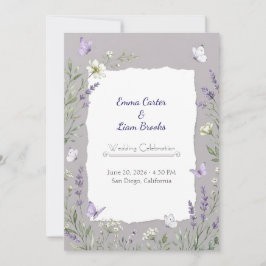 Invitación de Boda con Acuarela de Lavanda y Marip