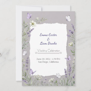 Invitación de Boda con Acuarela de Lavanda y Marip