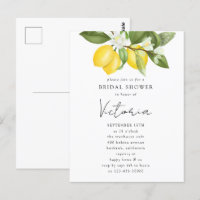 Invitación de boda con acuarela de limones cítrico