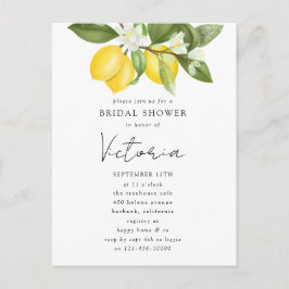 Invitación de boda con acuarela de limones cítrico