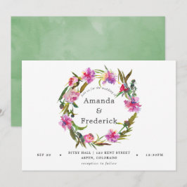 Invitación de boda con acuarela de peonías rosadas