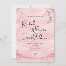 Invitación de boda con acuarela de tono rosado rom