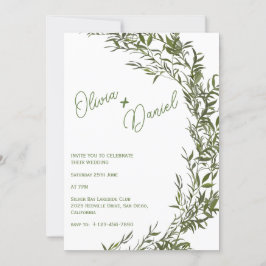 Invitación de boda con acuarela de vegetación deli