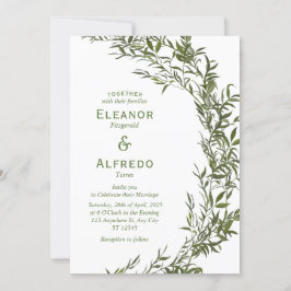Invitación de boda con acuarela de vegetación romá